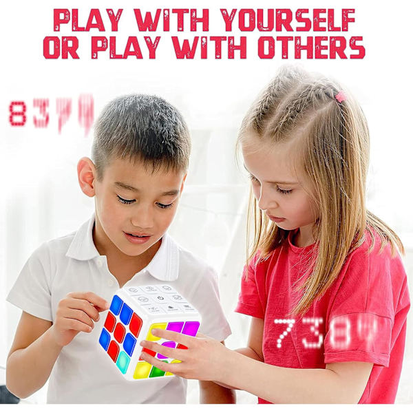 Pusselkubspel - Blinkande kub Handhållen elektroniska spel Stemleksak - Roliga minnesspel & Hjärnspel för vuxna och barn 1 st