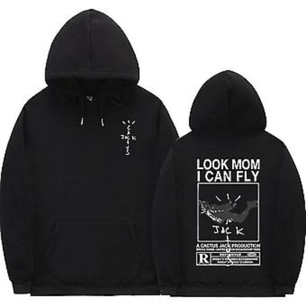 Cactus Jack Hoodie för Män och Kvinnor Dubbelsidig Logotyptryck Look Mom I Can Fly Travis Scott Hoodies Unisex Mode Hip Hop Streetwear( )