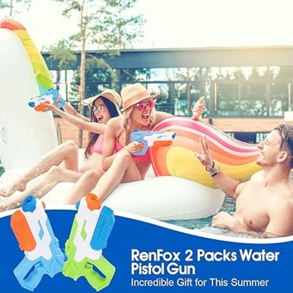 2-pack Vattenpistol (500ml Blå & Grön), Räckvidd 10-11 Meter, Stor
