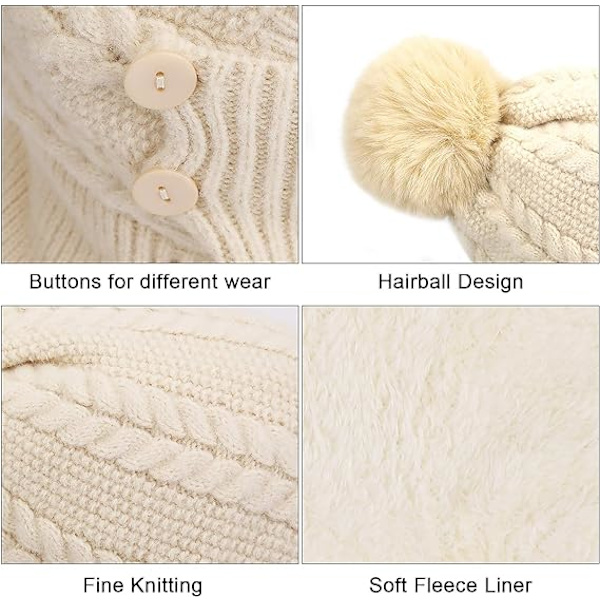 Gris Hiver Chaud Tricoté Bonnet Et Ensembles De Cache-Cou, Bonnet