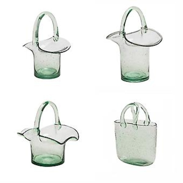 Glassvase Unik Bag Basket Form for Hjemmedekor - Slitesterk og Elegant Grønn Vase( )