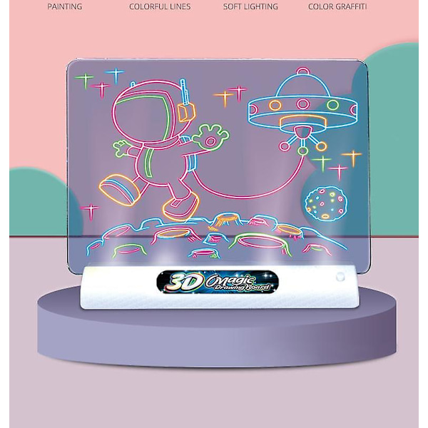 3D Fluorescerende Tegnebræt Magisk Lærende Børnelegetøj（S）