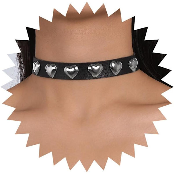 Musta nahkainen Choker Punk Lyhyt Kaulus Goottilainen 2-kerroksinen Ympyräniitti Kaulakoru Pehmeä PU Nahka Lyhyt Kaula Asusteet Wo