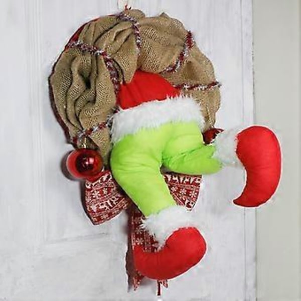 Grinch Krans, Julekrans, Jute Kransdekorasjoner for Julegaver