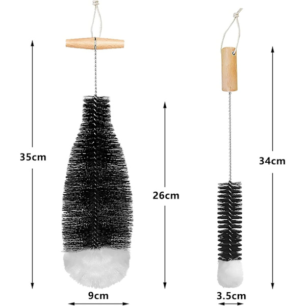 Sienipesuharja, ensiluokkainen puhdistaja 0,6 litran lasipulloille, sooda