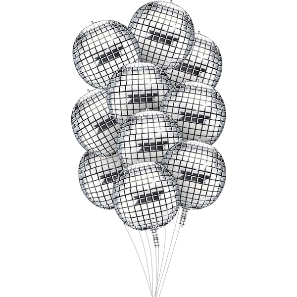 Disco folie ballonger Mylar heliumballonger 10 stykker 22 tommer 4D stort speil