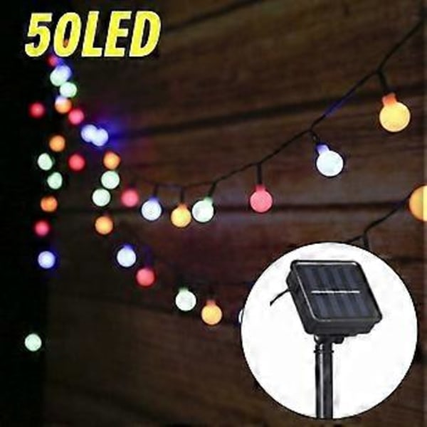 Solcelle Lys Guirlande Udendørs, Solcelle Guirlande 6,9m 50 LED Vandtæt Ip44 Med 8 Lysindstillinger Til Indendørs Og Udendørs Dekoration