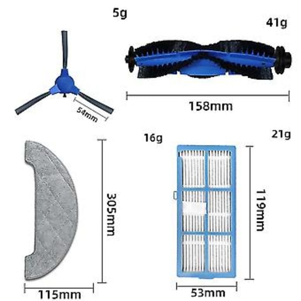 Til Ultenic D5 Serie D5s / D5s Pro / D5s Pro+ Robotstøvsuger Reservedele Hepa Fi ( )