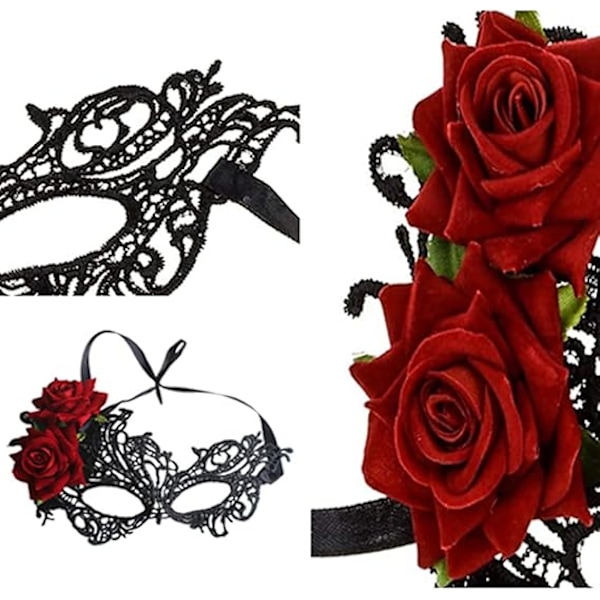 Rose Flower Lace Masquerade Mask, Masquerade Mask for Women, Women Flower Half-face Masks Cosplay Party Supply Festival