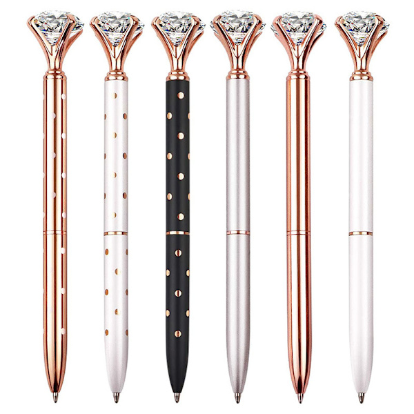 4 stk Store Krystalldiamant Kulepenn Metall Kulepenner for