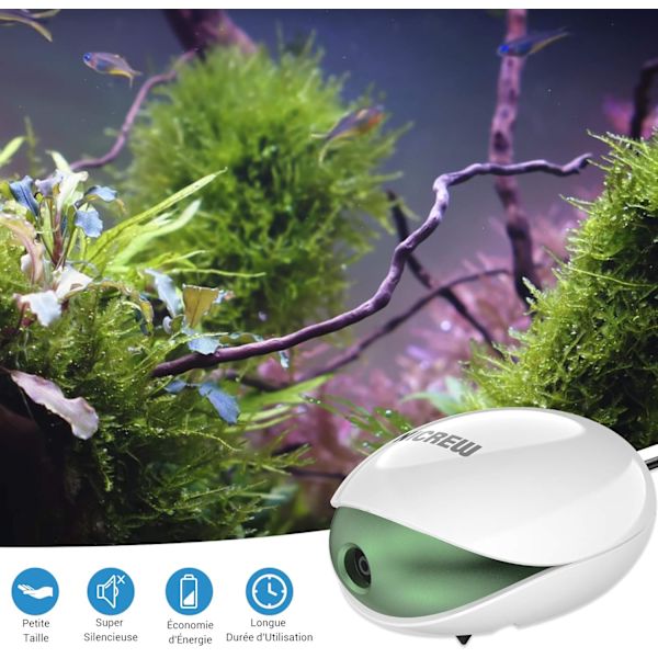 Akvarie Luftpumpe Ultra-stille Pumpe <35 DB med 1.7W X-3 Boble St