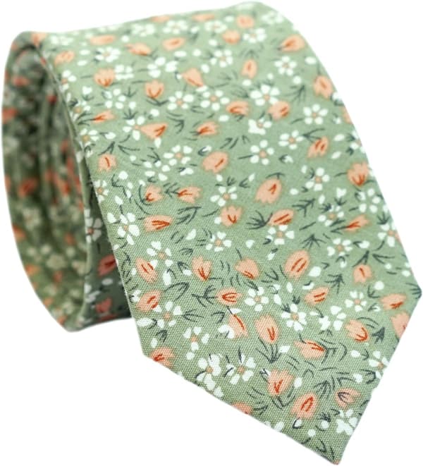 Blomstret slips for menn, smalt blomsterslips for bryllup, fest, aktiviteter, smalt bomullsslips