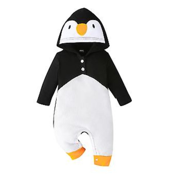0-18 Månader Nyfödd Baby Barn Pojkar Flickor Pingvin Rompers Jumpsuit Djur Bodysuit Onesie Kostym Kläder (9-12 Månader)