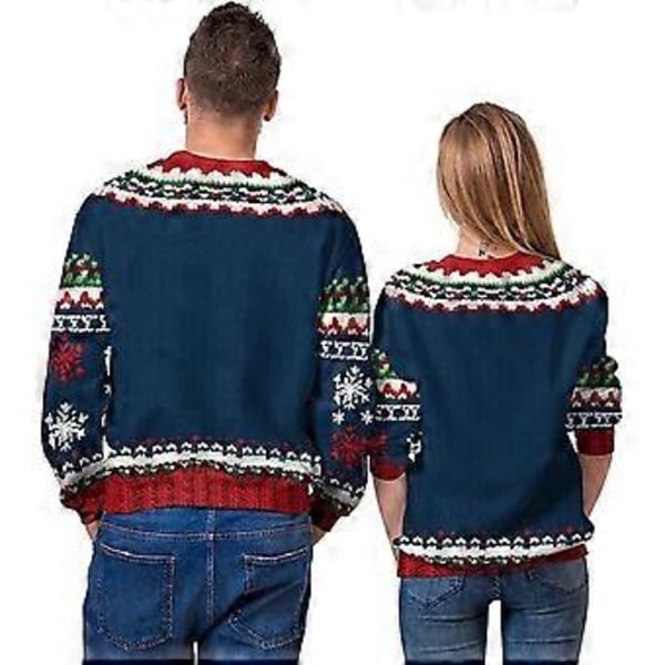 Unisex Jultröja med 3D-tryck, rolig design, för män och kvinnor (L C)