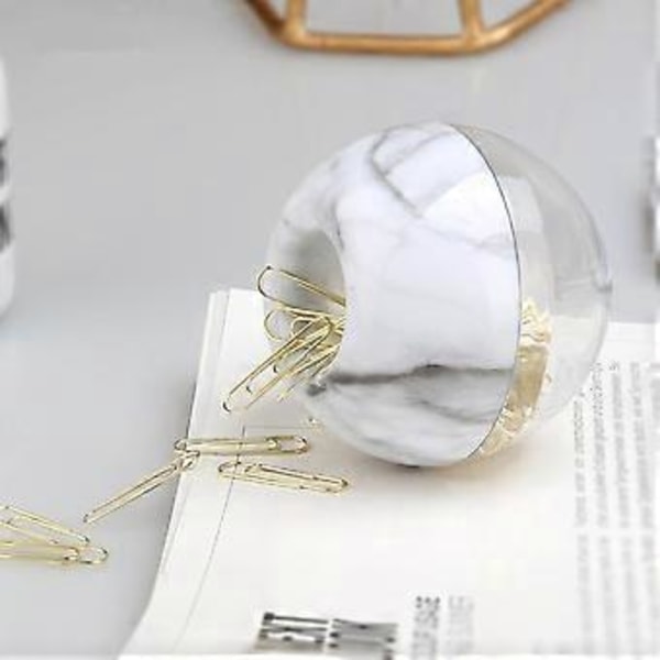 Guldfarvede papirclips med marmormønster, elegant magnetisk holder til moderigtig boligindretning, skrivebordsorganiserings tilbehør, 2,8\" * 2,4\" æbleformet design