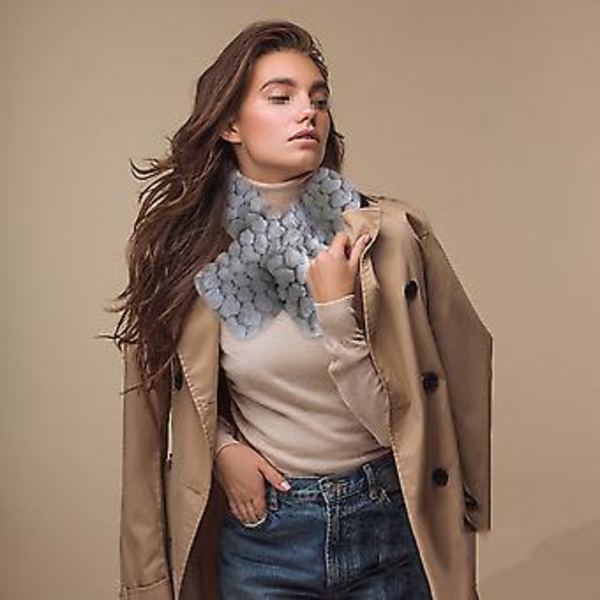 Höst- och vintermode varm halsduk för dejting, fest, vardagligt bruk, damer, plyschhalsduk, beige, stil BB