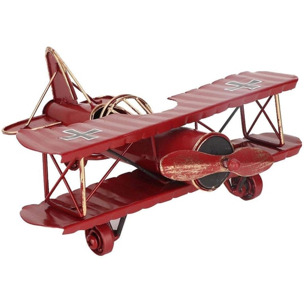 Retro Airplane Model, Mini Decorative Metal Plane Glider Biplane Pendant Wrought Iron Model Suitable
