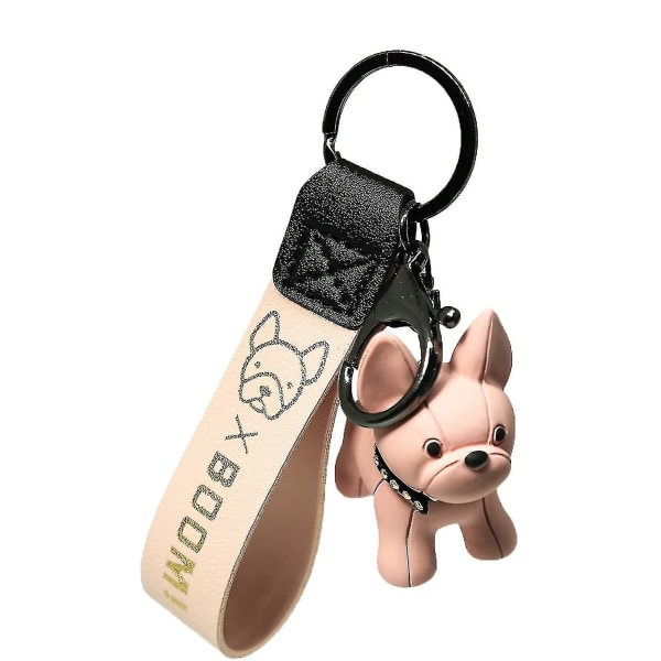 Cute French Bulldog Key Pendant School Bag Handbag Car Keychain Pendant Pink