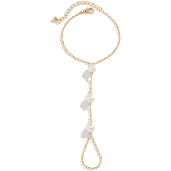 Guld Perle Finger Ring Armbånd Tiny Dainty Crystal Håndkæde Slave Armbånd Trendy Æstetiske Smykker Tilbehør Gave