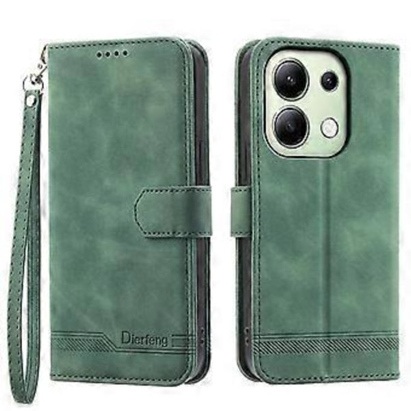 DIERFENG DF-03 Xiaomi Redmi Note 13 4G -puhelimelle Lompakkokotelo Nahkainen Käännettävä Puhelinkotelo - Vihreä (Vihreä)