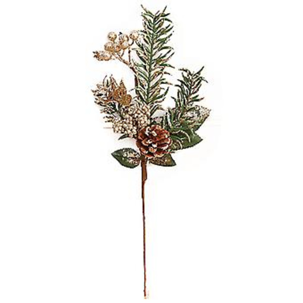 Julkonstgjord Blomma Bär Kvist Skum Guld Röd Hem Dekoration Bär Vita Barr Bukett (Guld)