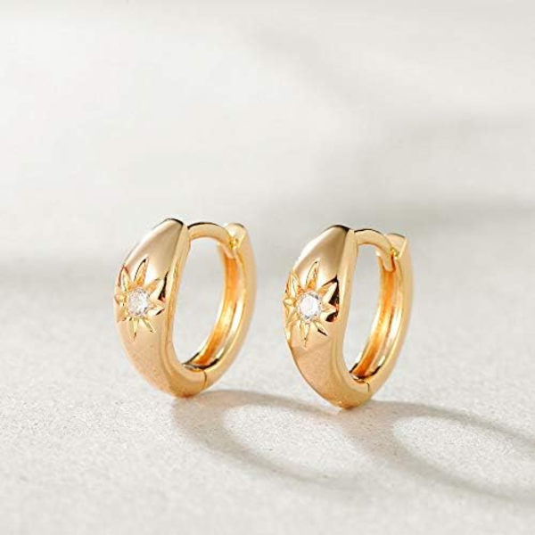 Guld Chunky Huggie Hoop Øreringe   Guldbelagt Dainty Håndlavede Hypoallergeniske Sleeper Hoop Øreringe til Kvinder