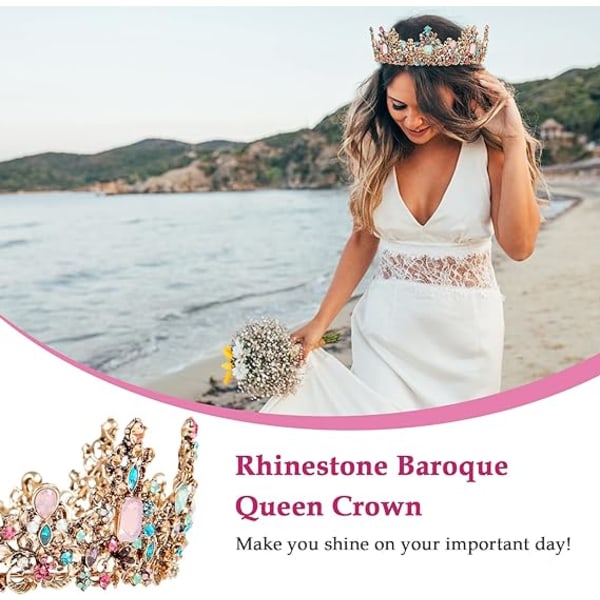 Krone, Prinsessekrone, Bryllupskrone, Barok Tiara Rhinestone Ti