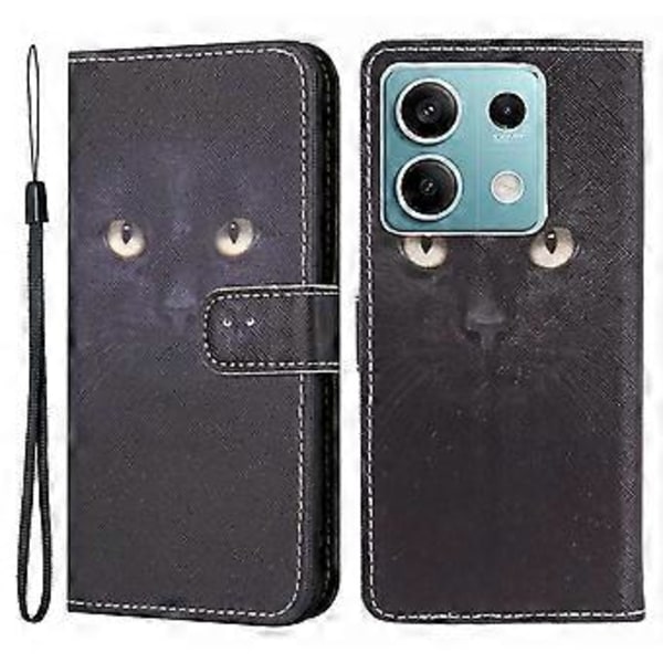 För Xiaomi Redmi Note 13 4G Mobilskal Läder 3D Mönster Magnetiskt Fodral (Cat&#39;s Eye)