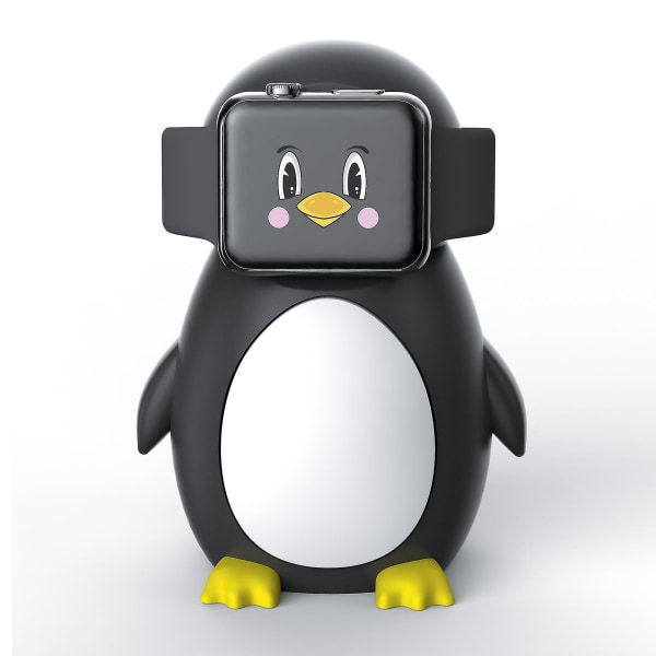Cartoon Penguin Charger Stand Compatible For Apple Iwatch 8/se2/7/6/se/5/4/3/2/1,silicone Charging Dock Holder Black