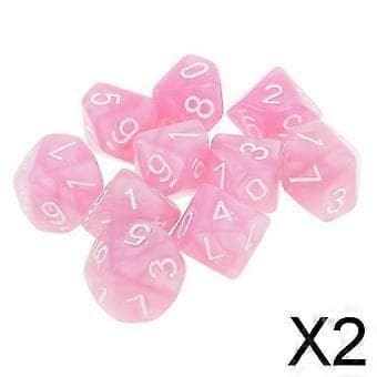 2x 10 stk. Multi-sidede terninger med tal Spil Legetøj Rollespil Festartikler