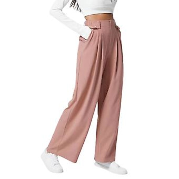 Damernas Högmidjade Vida Benbyxor Mjuka Lättvikts Sweatpants för Shopping Dejting (S Rosa)