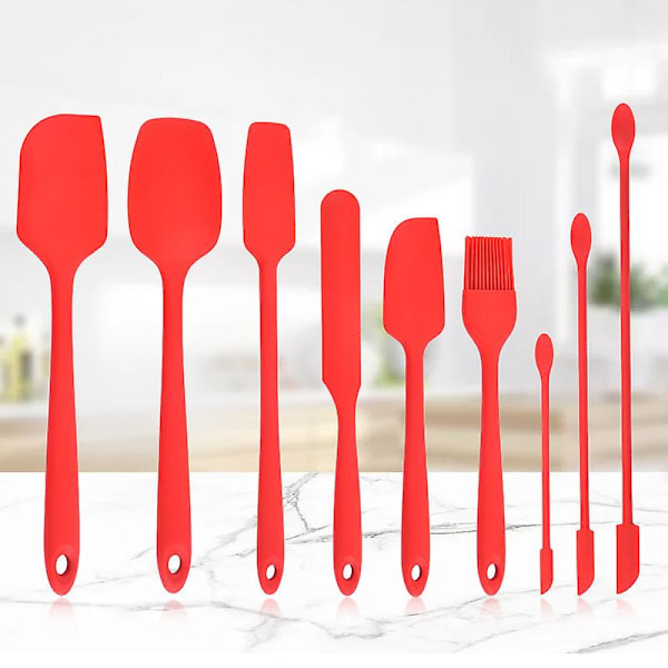 Spatel 9 delar set silikon köksredskap spatlar för matlagning bakning non-stick & värmebeständiga köksredskap