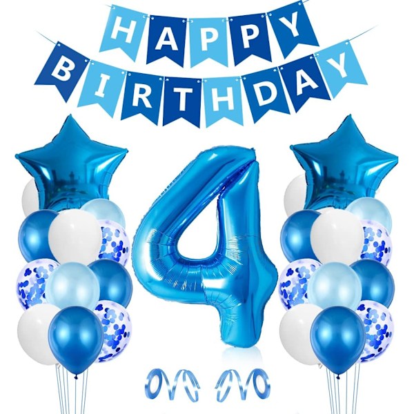 4-årsdag Ballong för Pojke, Blå 4-årsdag Dekoration