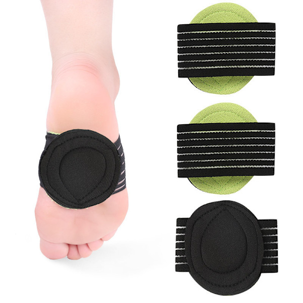 3 Dubbla bågvalv elastiska platta fot ortos inläggssulor bågvalv stöd massage dynor för kvinnor och män (grön)