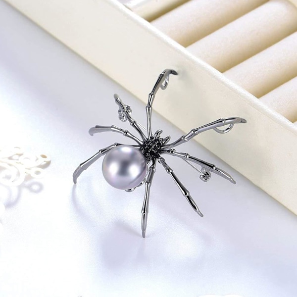 Viktorian tyylinen helmiäisrunko ja Micro Pave Spider Brossi Pins Silver Tone Goth Asusteet Pins reppuille