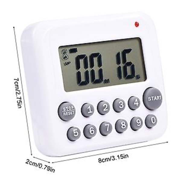 Stor LCD Digital Kökstimer Nedräkningsklocka 99 Minuter Alarm Batteridriven Grå
