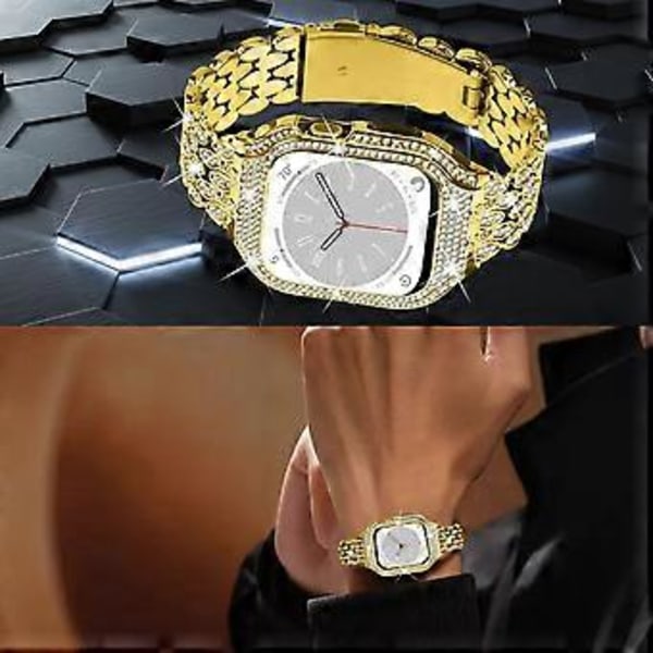 Typ B För Apple Watch Series 6 5 4 SE (2022) SE 40mm Klockarmband Rostfritt Stål Strassdekor (Stil B)