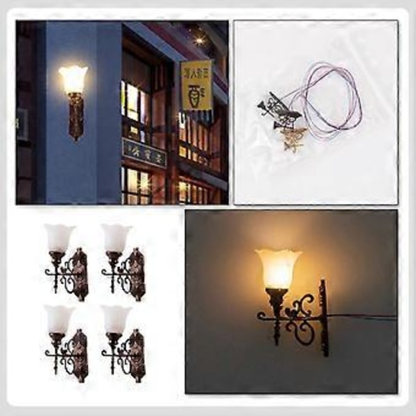 6 stk. Simulerede Mini Gårdlamper Model Lys Model Sandbord Lampe Dekorationer