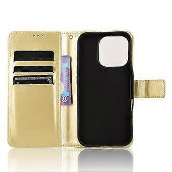 Til iPhone 16 Pro Max Cover Crazy Horse Tekstur PU Læder Telefon Wallet Cover (Style C)
