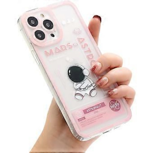 Klar och söt mobilfodral för iPhone 13 mini, Cool tecknad astronaut rymdraket mån design snygg TPU-stötfångare (iPhone 13 mini, Rosa Mars)