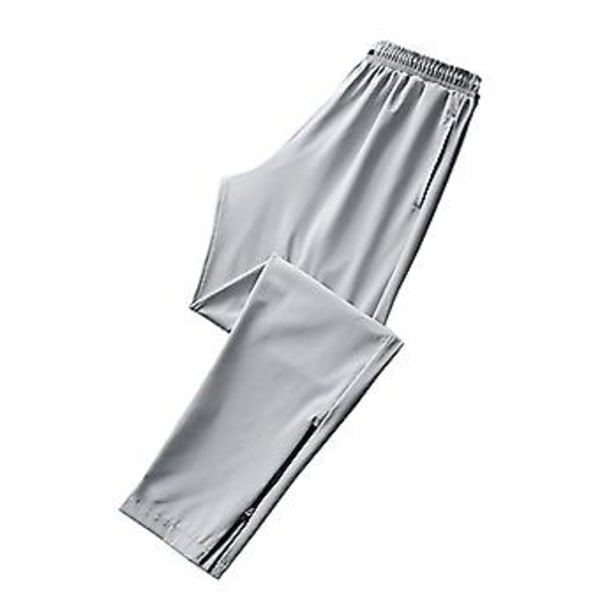 Miesten urheiluhousut Jääsiilkki Nopeasti Kuivuva Yksivärinen Joustava Vyötärö Pehmeä Löysä Taskut Joustava Hengittävä Jogging Kuntosali Pitkät Housut (XL Vaaleanharmaa)