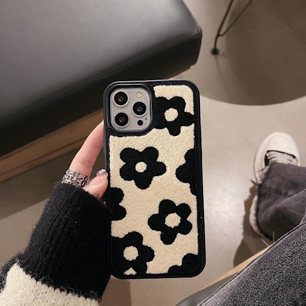Kompatibel med iPhone 13 Pro Mjuk Textur Söt Blomma Tyg Skydd