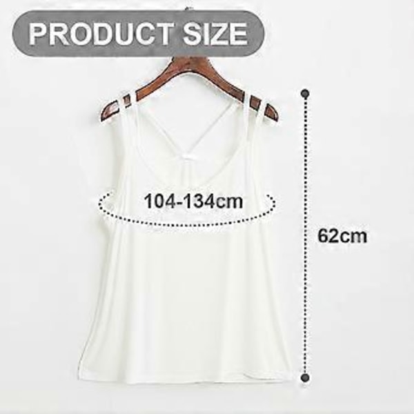 Løstsiddende, flydende V-hals tanktop med plisseringer til kvinder i plus size (hvid)