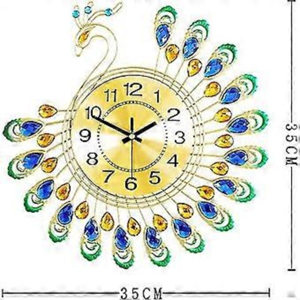 Påfågel Väggklocka, Modern Dekorativ Tyst Klocka, Väggmonterad Kvartsklocka För Sovrum, Vardagsrum Och Kontor - 38cm