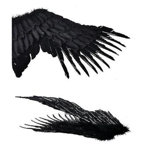 Änglavingar Fjädervingar Med Elastiska Remmar Halloween Kostymvingar-r (M Svart)