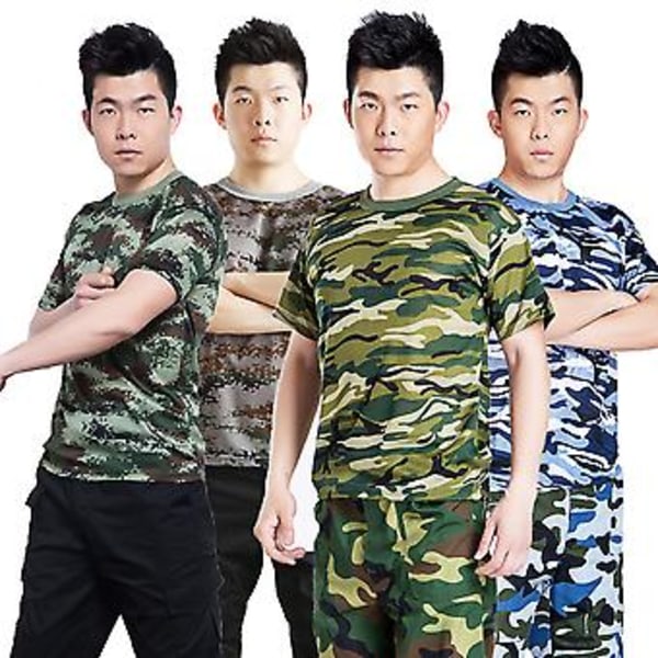 Fianao Unisex Sommer Camouflage Militær Combat T-shirt Kortærmet Bluser (150cm(95) 2#)