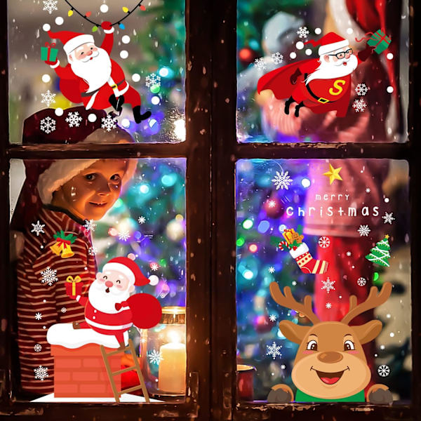 Jul fönsterdekaler, PVC snöflinga fönsterdekaler, DIY Dec