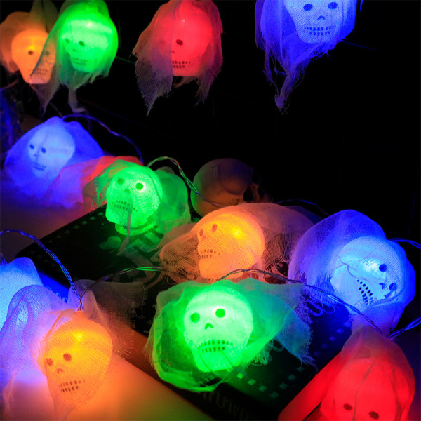 2 Halloween-valosarjaa, Halloween-koristeet Luuranko Kallo S