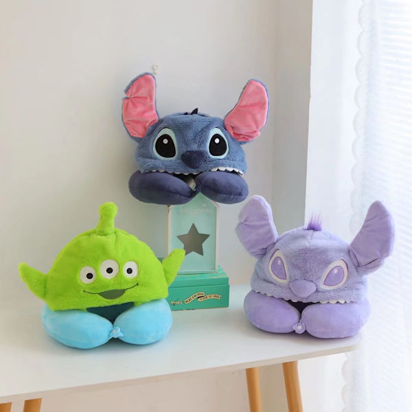 Tegneserie Stitch hetteformet U-formet pute nakkebeskytter plysjleke av