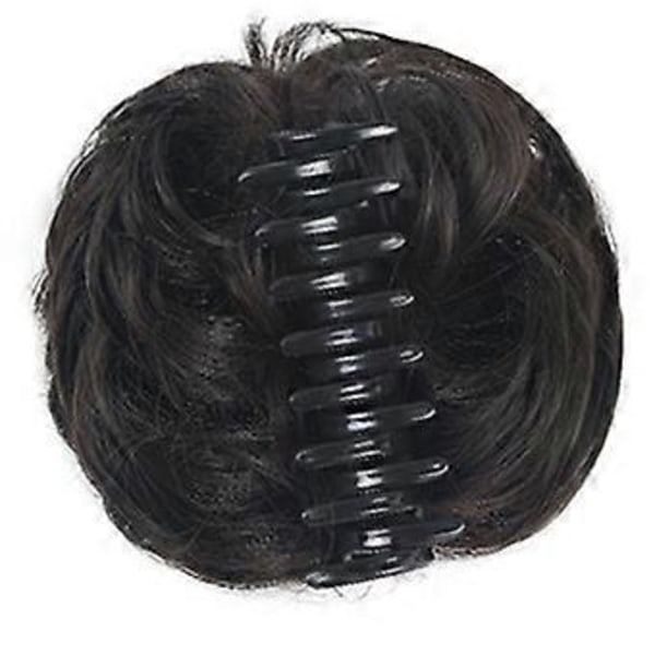 Messy Bun Enkel Klemme Parykk, kvinnelig gripe-klemme, Naturlig Hårkrøller (Brun C)